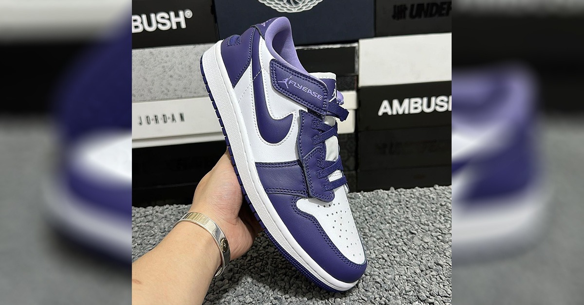 Nike Air Jordan 1 Low FlyEase ホワイト/パープル The Air Jordan 1 Low FlyEase Gets a Purple Colourway | Grailify